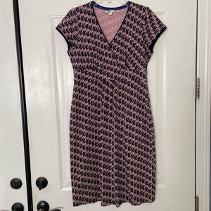 Boden Flamingo Novelty Women's Pink Flamingos Jersey SS Dress Knit Size 10 US R